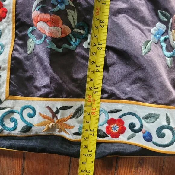 Vintage Silk Golden Bee Chinese Robe, sz S-L - Picture 14 of 16